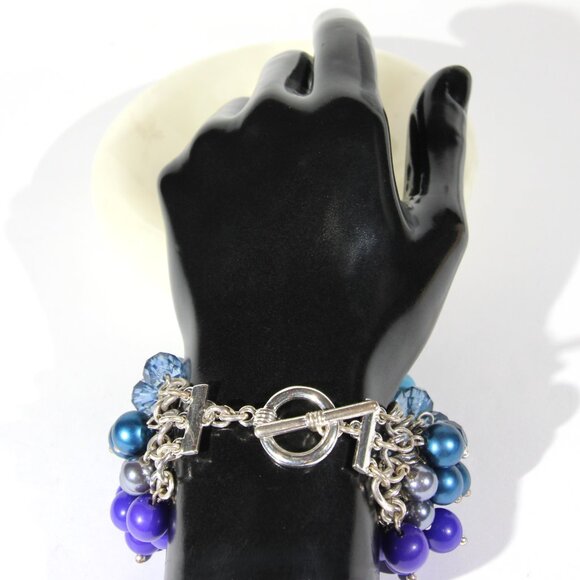 Chico's Silver Tone and Blue Beads Bracelet - Picture 7 of 7